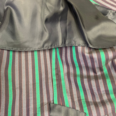 DUNHILL Size 42 Purple Green Stripe Cotton Single Breasted Sport Coat