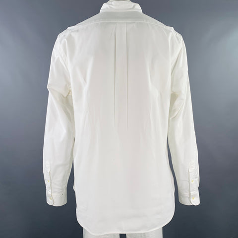 RALPH LAUREN Size XXL White Cotton Blend Button Down Long Sleeve Shirt
