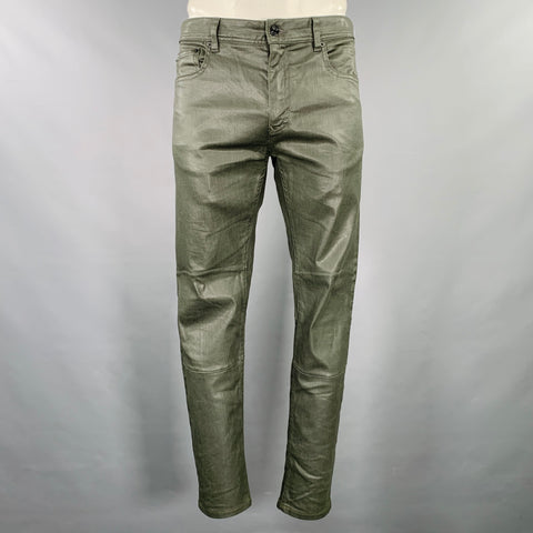 BELSTAFF Size 34 Green Cotton Blend Skinny 5 Pocket Jeans