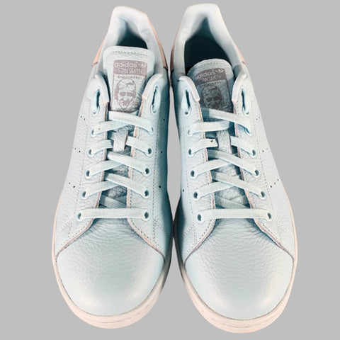 ADIDAS Size 10.5 Light Blue Faux Leather Low Top Sneakers