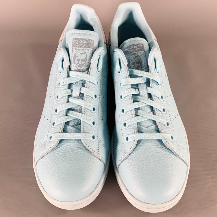 ADIDAS Size 10.5 Light Blue Faux Leather Low Top Sneakers