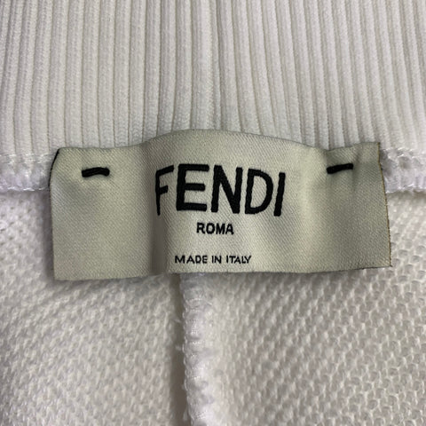 FENDI Size 6 White Black Cotton Nylon Logo Sweatpants Casual Pants