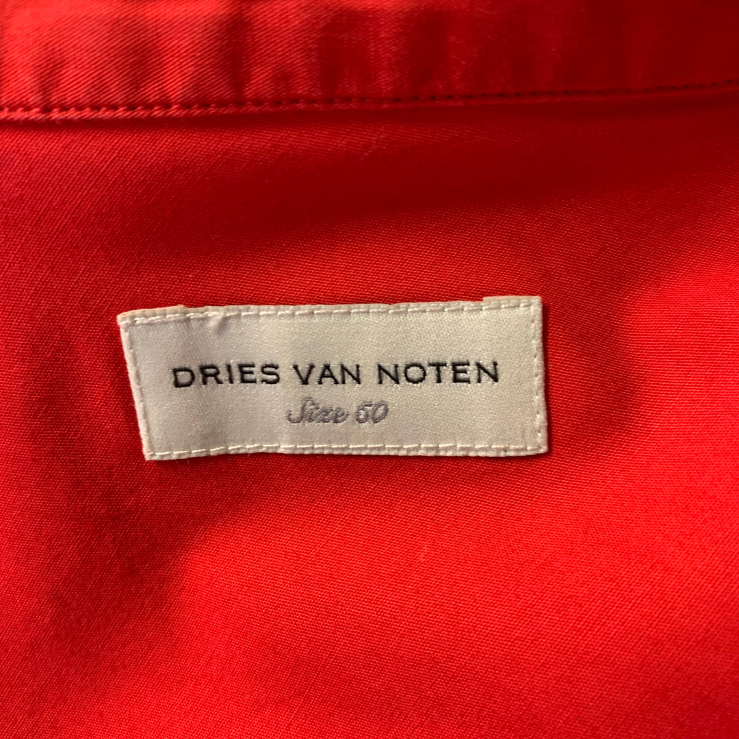 DRIES VAN NOTEN Size M Red Rhinestone Cotton Long Sleeve Shirt