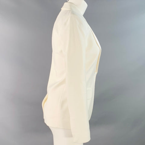 HELMUT LANG Size 0 Cream Viscose Cotton Woven Jacket Blazer