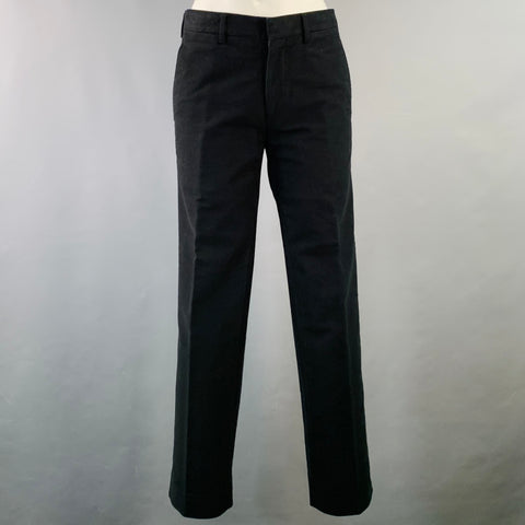 PRADA Size 38 Regular Black Velvet Cotton Blend Notch Lapel Suit