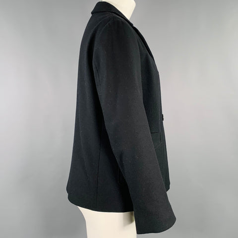 JIL SANDER Size 6 Black Virgin Wool Double Breasted Jacket