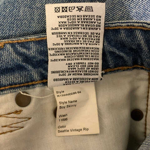 R13 Size 27 Blue R13WM0086 Cotton Blend Relaxed Jeans