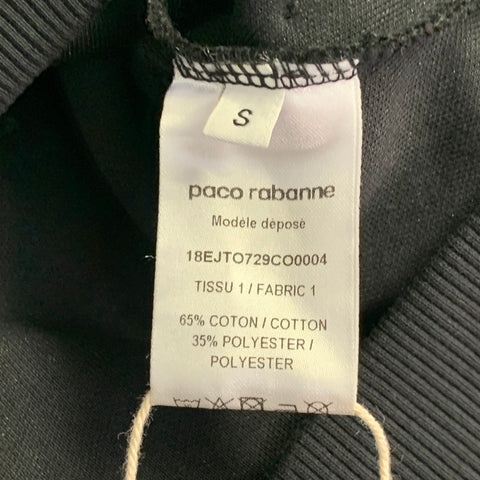 PACO RABANNE Size S Black Cotton Blend Cutout Logo Hooded Pullover