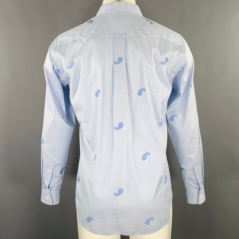 COMME des GARCONS Size S Blue White Stripe Cotton One Pocket Long Sleeve Shirt
