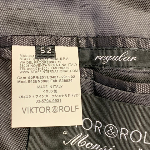 VIKTOR & ROLF Size 42 Regular Black Charcoal Wool Peak Lapel Sport Coat