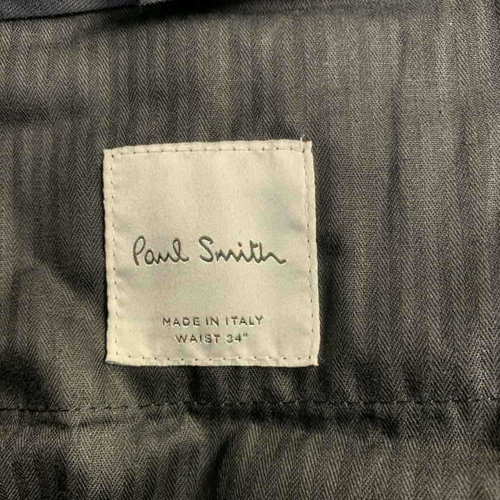 PAUL SMITH Size 34 Black Cotton Pleated Formal Tapered Dress Pants
