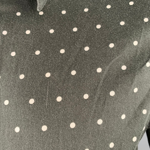 PAUL SMITH Size L Black White Polka Dot Point Collar Cotton Long Sleeve Shirt
