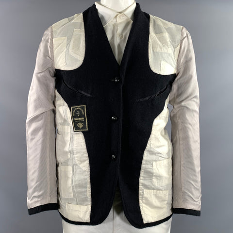KIMINORI MORISHITA Chest Size 42 Black Textured Angora Blend Sport Coat