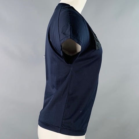 TOGA ARCHIVES Size S Navy Black Cotton Studded Crew Neck T-Shirt