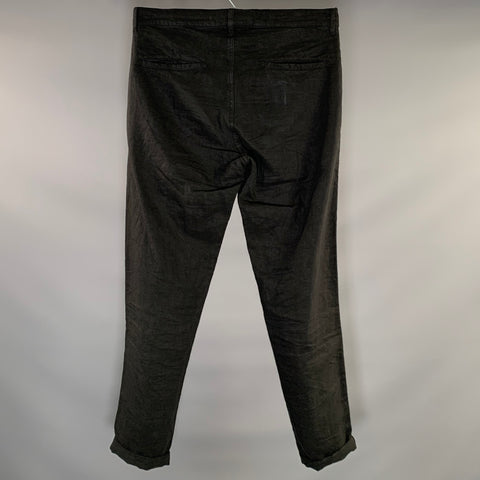ASPESI Size 32 Black Linen Straight leg Casual Pants