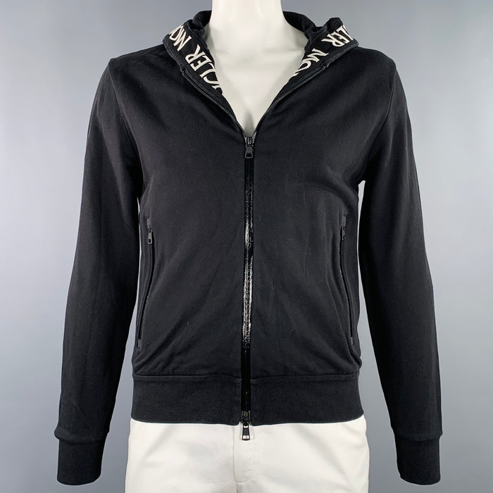 MONCLER Size L Black Cotton Hoodie Jacket