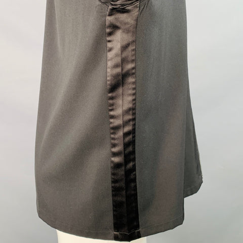 PRADA Size S Black Virgin Wool Twill Contrast Collar Zip Up Shirt Jacket
