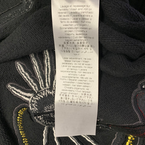 KENZO Size XS Black Multi Color Tiger Embroidery Cotton Blend Varsity Cardigan