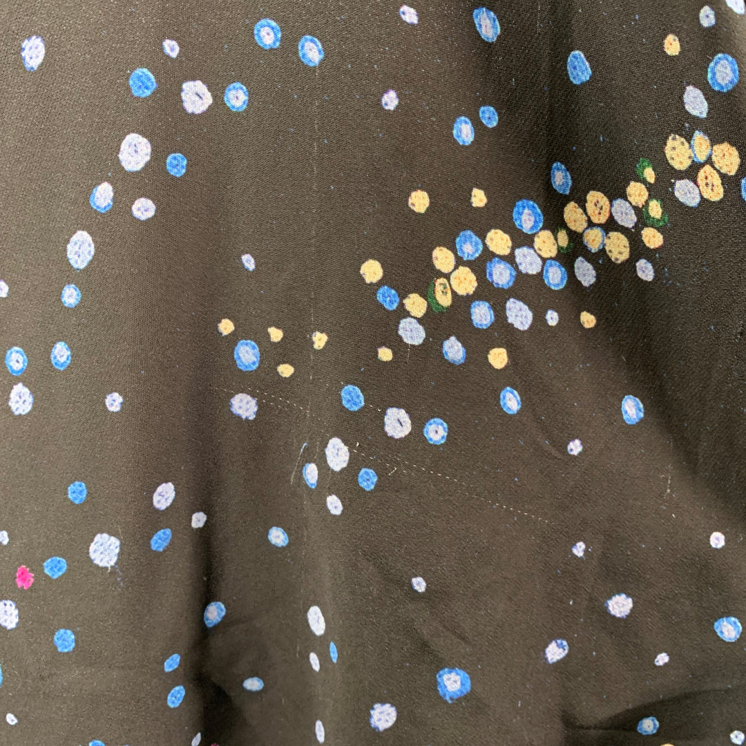 AKRIS Size 10 Black Multi Color Viscose Blend Abstract Cityscape Sleeveless Dress