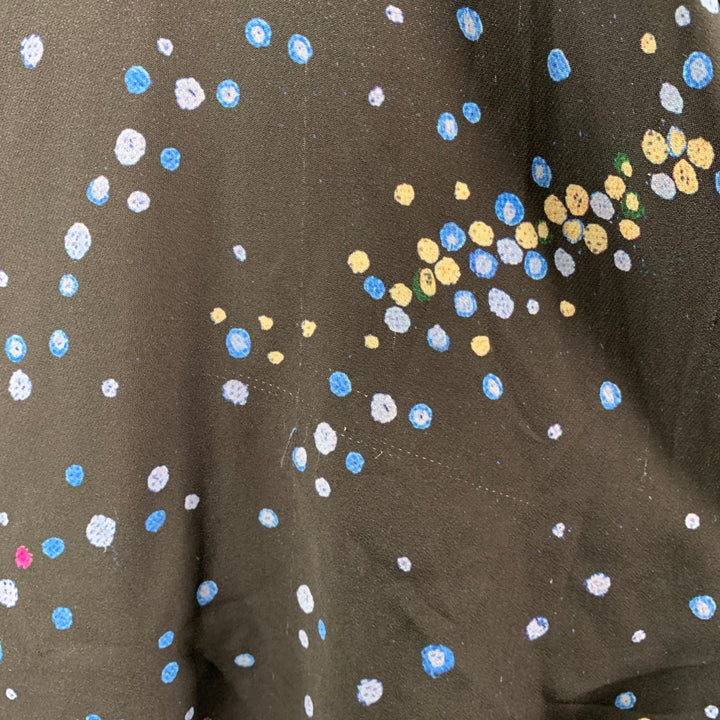 AKRIS Size 10 Black Multi Color Viscose Blend Abstract Cityscape Sleeveless Dress