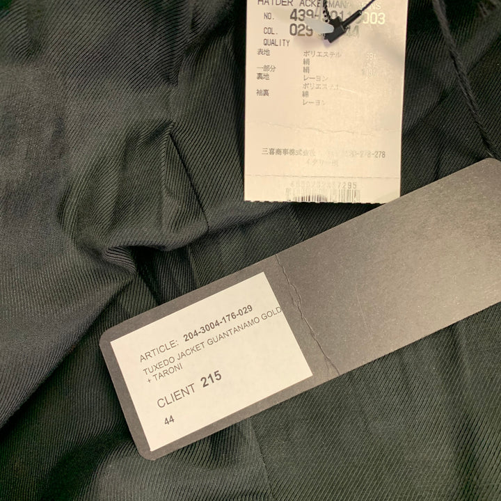 HAIDER ACKERMANN Size 34 Black White Gold Textured Geometric Tuxedo Sport Coat