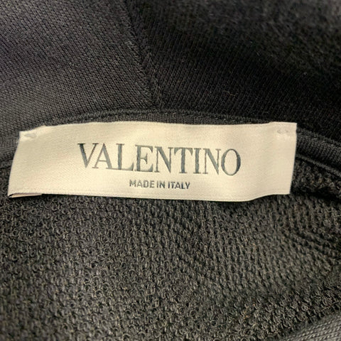 VALENTINO Size XS Black White Yellow Cotton Blend Flower Hooded Dress