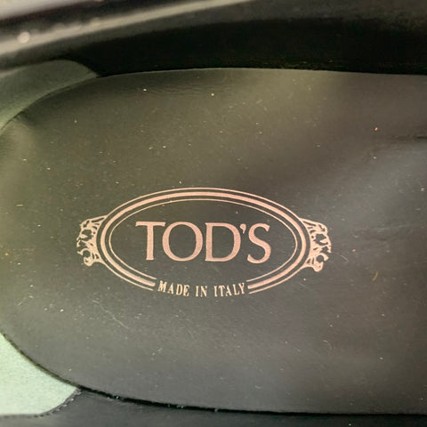 TOD'S Size 11 Black Patent Leather Lug Sole Penny Loafers Flats