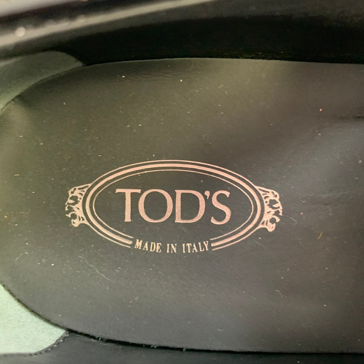TOD'S Size 11 Black Patent Leather Lug Sole Penny Loafers Flats
