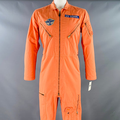 RRL by RALPH LAUREN Limited Edition Size L Suit Flight Experimental Orange Cotton Military Jumpsuit