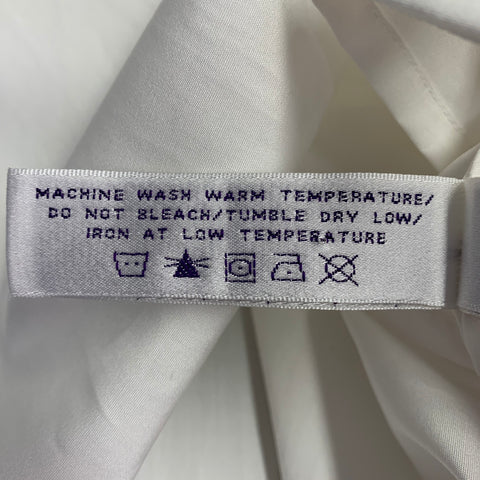 RALPH LAUREN Size 4 White Cotton Pleated Collarless Dress Top