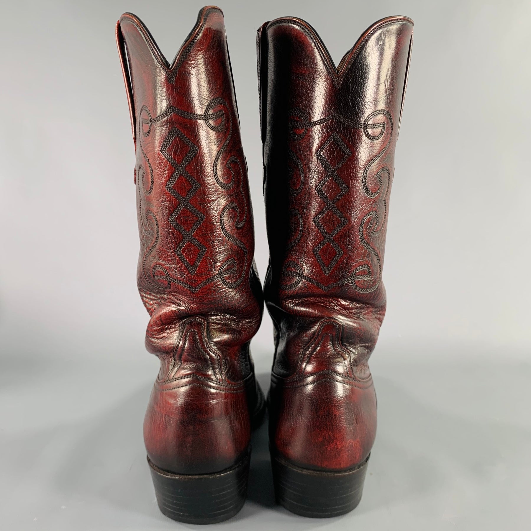 Lucchese dress shoes in burgundy. Unique, and incredible craftsmanship. Vintage Lucchese Cowboy Boots Oxblood Red Woven Suede Womens  main image 3