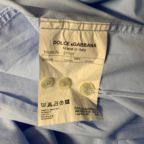 DOLCE & GABBANA Size L Blue Solid Cotton Long Sleeve Shirt
