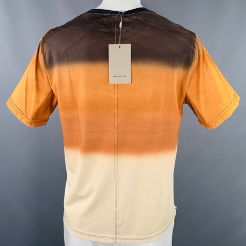 ECKHAUS LATTA Size XL Lapped Tan Multi Color Dyed Cotton Crew-Neck T-shirt