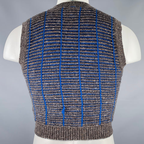 VERSUS by GIANNI VERSACE Size S Grey Blue Rib Knit Vest