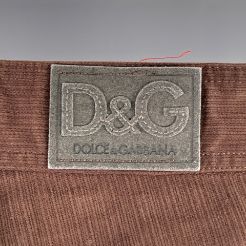 D&G by DOLCE & GABBANA Size 32 Brown Red Corduroy Cotton Cargo Convertible Zip Off Casual Pants