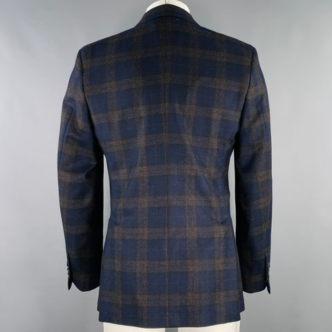 JACK SPADE Size 40 Grey Navy Plaid Camel Hair Notch Lapel Sport Coat