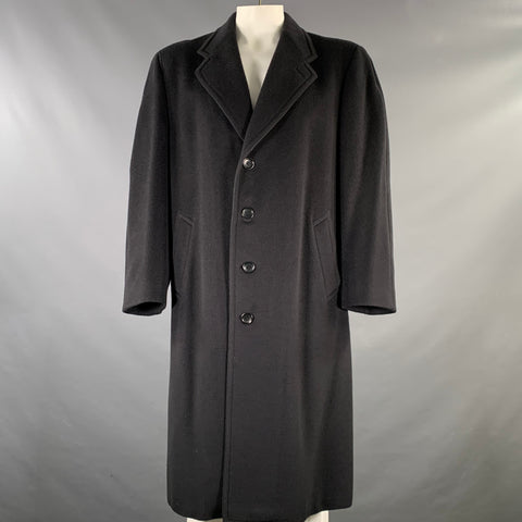 CANALI Size XL Black Wool Blend Coat