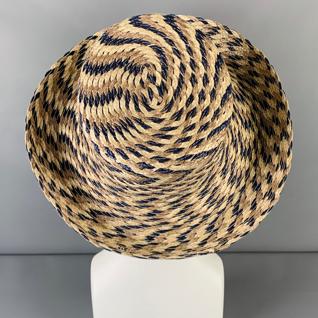 ERIC JAVITS One Size Beige Blue Woven Hat