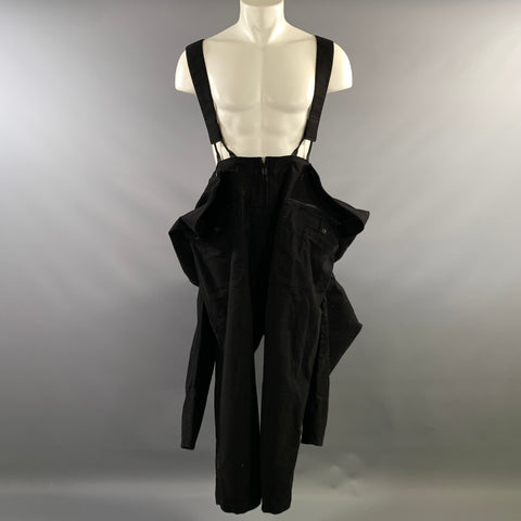 YOHJI YAMAMOTO Size S Black Cotton Long Sleeve Overalls