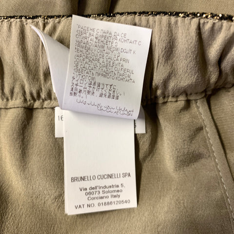 BRUNELLO CUCINELLI Size 6 Olive Gold Cotton Pleated Cargo Casual Pants