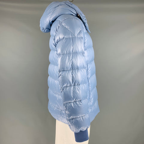 MONCLER Size XXXL Light Blue Quilted Polyamide Zip Up Jacket