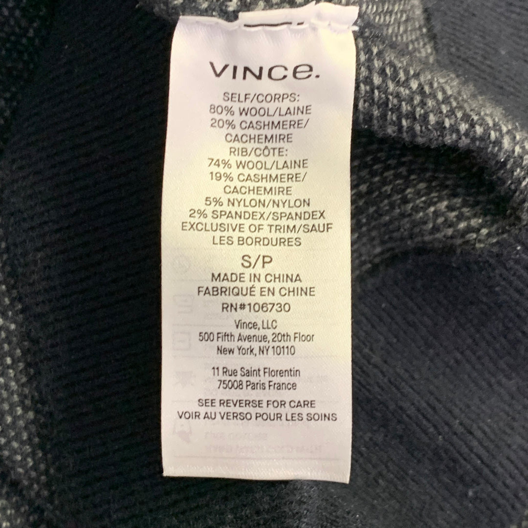 VINCE Size S Navy Grey Wool Cashmere Henley Pullover