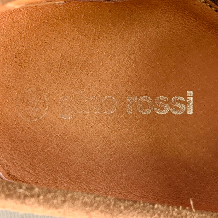 GINO ROSSI Size 10 Brown Contrast Stitch Suede Moccasin Loafers