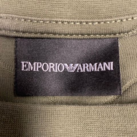EMPORIO ARMANI Size XL Green Olive Chevron Jersey Crew Neck T-shirt
