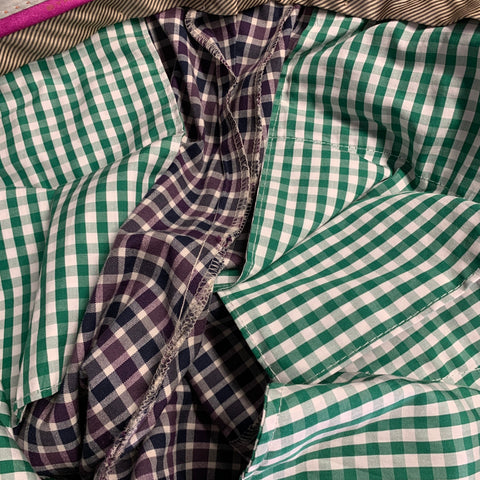 ETRO Size 36 Purple Navy White Checkered Cotton Blend Zip Fly Dress Pants