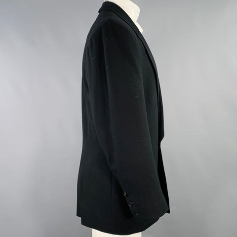 RICHARD TYLER Size 40 Black Crepe Wool Single Button Sport Coat