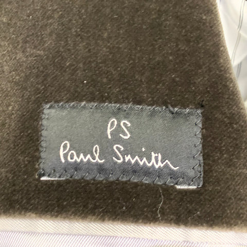 PAUL SMITH Size 40 Olive Green Cotton Velvet Notch Lapel Sport Coat