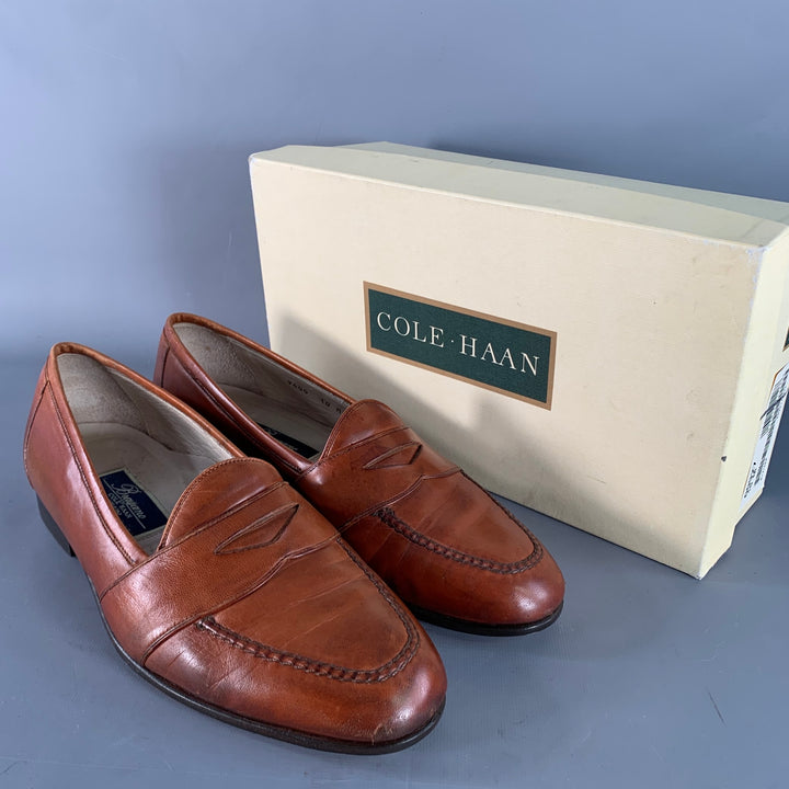 COLE HAAN Size 10 Brown Leather Penny Loafers