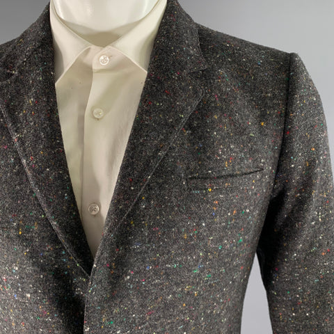 CALVIN KLEIN Size 38 Grey Speckled Wool Silk Sport Coat