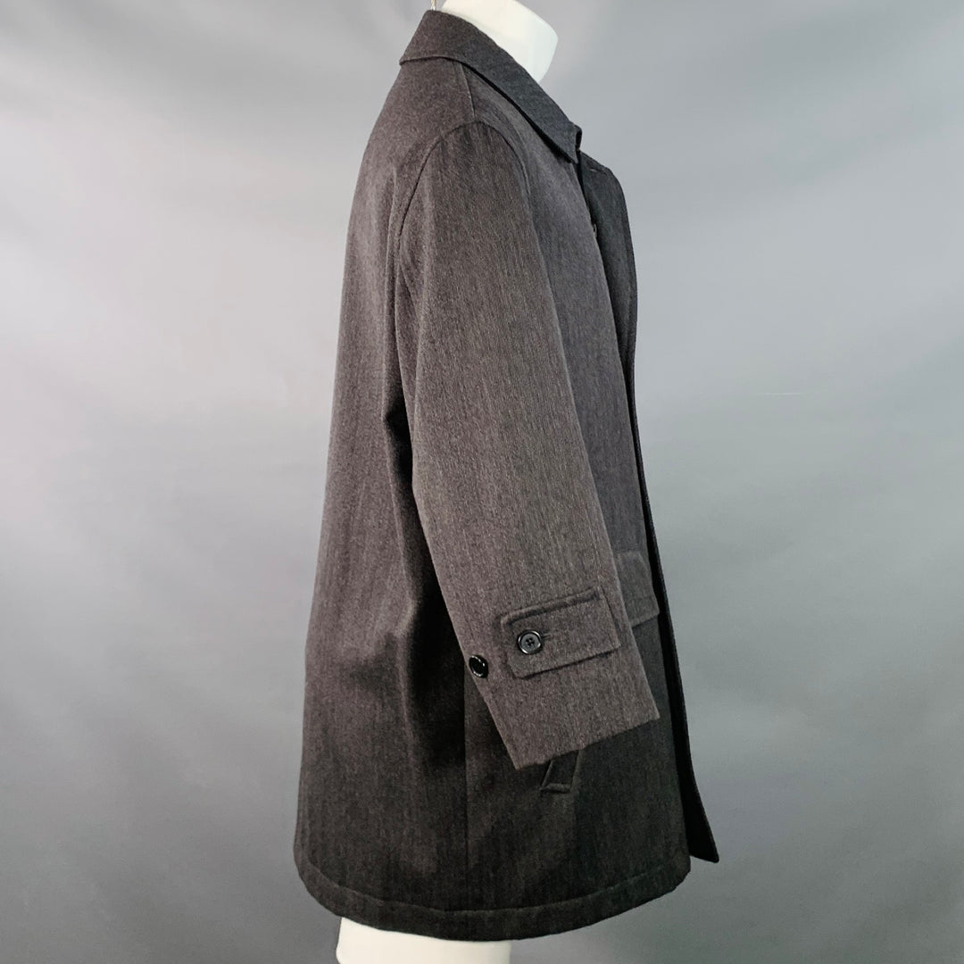 BURBERRY LONDON Size M Grey Charcoal Acetate Blend Twill Zip Buttons Coat